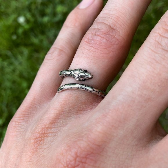Snake Ring, 925 Sterling Silver Rings, Dainty Ring, Serpent Ring, Hippie Ring, R - Picture 1 of 9